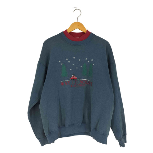 リー Lee 90S USA製 モックネック クリスマス刺繍 スウェット メンズ import:XL