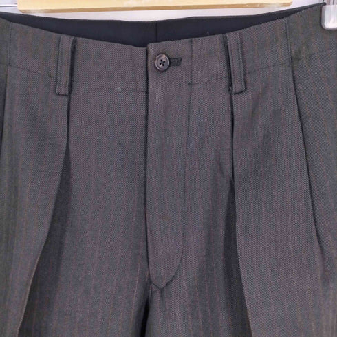 ワイズフォーメン Ys for men 80s 初期タグ ウールコットン ストライプ 2タックスラックス メンズ JPN:L