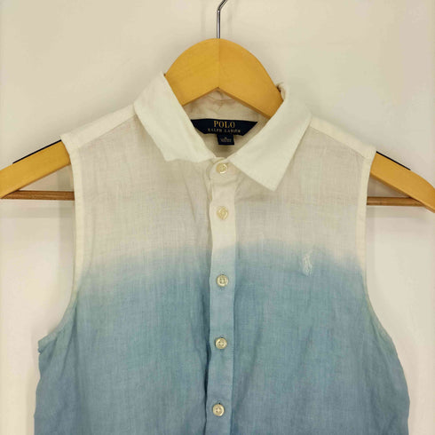 ポロラルフローレン POLO RALPH LAUREN ポニー刺繍 グラデーション ハーフボタン プルオーバー ノースリーブ シャツ ワンピース レディース 160