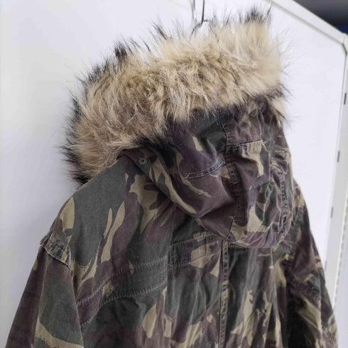 ポロラルフローレン POLO RALPH LAUREN 15AW 迷彩柄 ウッドランドカモ 袖口アジャスター デタッチャブル ファーフード 比翼ジップ モッズコート メンズ import:L