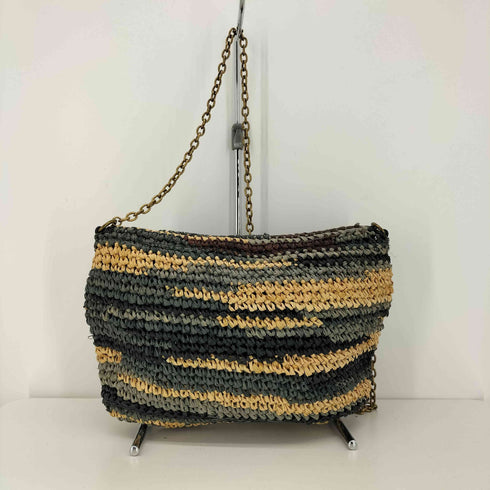 アニエスベーボヤージュ agnes b. VOYAGE ラフィア ボーダー チェーン ショルダー バッグ レディース