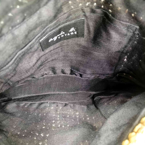 アニエスベーボヤージュ agnes b. VOYAGE ラフィア ボーダー チェーン ショルダー バッグ レディース