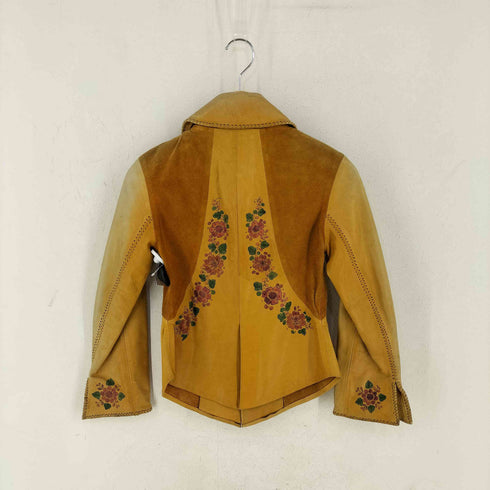 char 70S 花柄 スエード 切替 レザージャケット レディース
