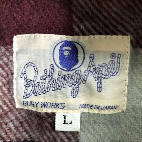 アベイシングエイプ A BATHING APE 90s ウールチェック L/S シャツ メンズ JPN:L