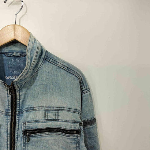 GRANCISCO ジップアップ マルチジップ アイスウォッシュ スタンドカラーデニムジャケット メンズ JPN:XL