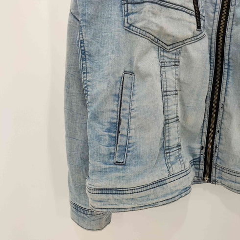 GRANCISCO ジップアップ マルチジップ アイスウォッシュ スタンドカラーデニムジャケット メンズ JPN:XL