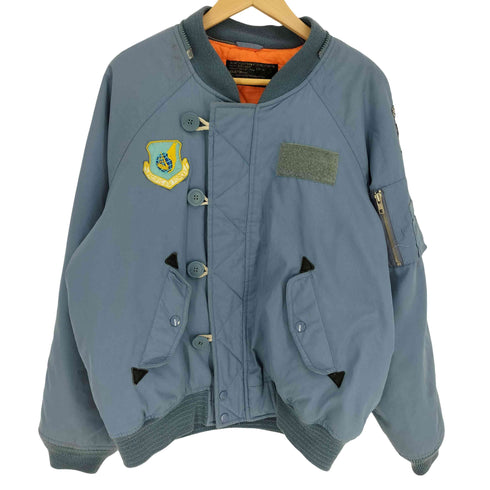 ユーエスエアーフォース U.S. AIR FORCE 80S 米空軍 HOUSTON社製 裏地キルティング エンブレムワッペン 比翼ジップ フライト ジャケット MA-2B 1983年製 メンズ import:L