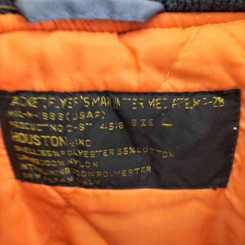 ユーエスエアーフォース U.S. AIR FORCE 80S 米空軍 HOUSTON社製 裏地キルティング エンブレムワッペン 比翼ジップ フライト ジャケット MA-2B 1983年製 メンズ import:L