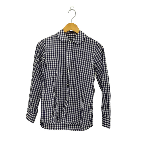 トリココムデギャルソン tricot COMME des GARCONS 05SS ギンガムチェック ラウンドカラー 長袖シャツ ブラウス レディース S