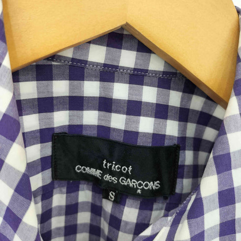 トリココムデギャルソン tricot COMME des GARCONS 05SS ギンガムチェック ラウンドカラー 長袖シャツ ブラウス レディース S