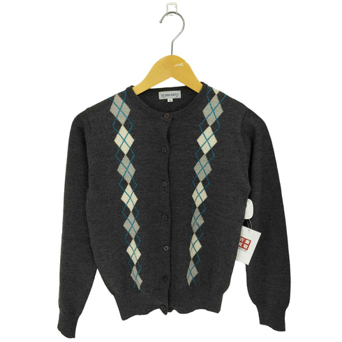 バーバリーズ BURBERRYS アーガイル柄 ラメデザイン ウール クルーネック カーディガン レディース import:L