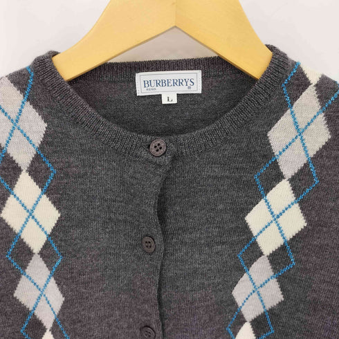 バーバリーズ BURBERRYS アーガイル柄 ラメデザイン ウール クルーネック カーディガン レディース import:L