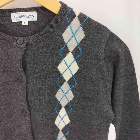 バーバリーズ BURBERRYS アーガイル柄 ラメデザイン ウール クルーネック カーディガン レディース import:L