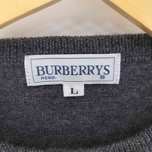 バーバリーズ BURBERRYS アーガイル柄 ラメデザイン ウール クルーネック カーディガン レディース import:L