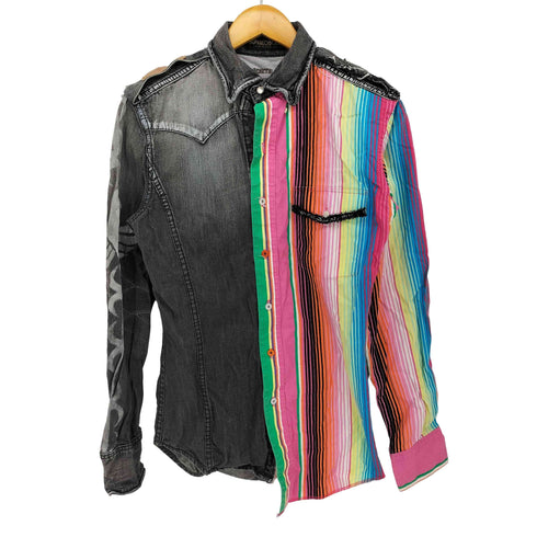 デニム リメイク加工 ツギハギ サイケデリック L/S シャツ Y2K メンズ