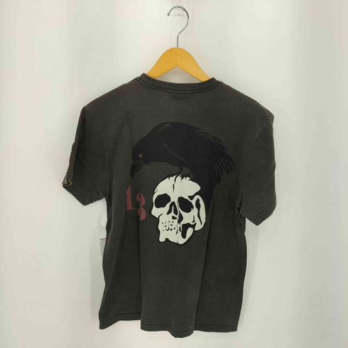 オールドクロウ OLD CROW ワンポイントロゴプリント フェード クラックデザイン クルーネック半袖Tシャツカットソー メンズ M