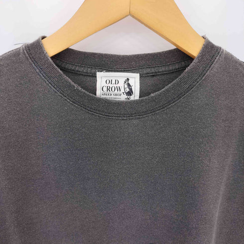 オールドクロウ OLD CROW ワンポイントロゴプリント フェード クラックデザイン クルーネック半袖Tシャツカットソー メンズ M
