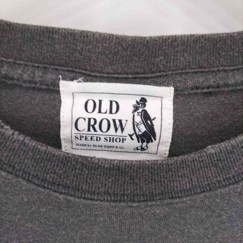 オールドクロウ OLD CROW ワンポイントロゴプリント フェード クラックデザイン クルーネック半袖Tシャツカットソー メンズ M