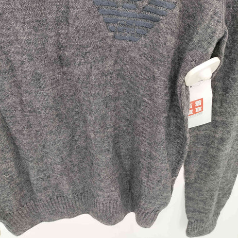 アルマーニジーンズ ARMANI JEANS フロントロゴ刺繍 クルーネック アクリルニット レディース import:M