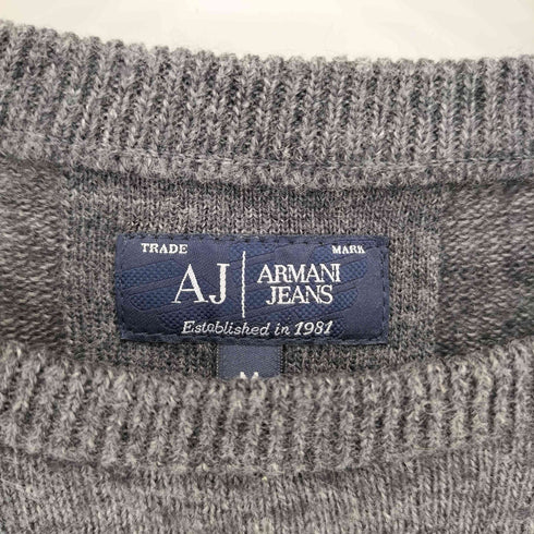アルマーニジーンズ ARMANI JEANS フロントロゴ刺繍 クルーネック アクリルニット レディース import:M