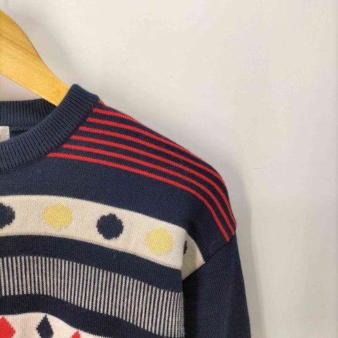 ブラックアンドホワイト BLACK&WHITE ドットダイヤデザイン ウールニット メンズ JPN:M