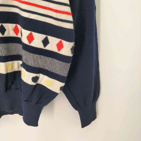 ブラックアンドホワイト BLACK&WHITE ドットダイヤデザイン ウールニット メンズ JPN:M