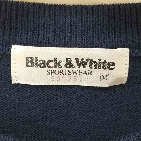 ブラックアンドホワイト BLACK&WHITE ドットダイヤデザイン ウールニット メンズ JPN:M