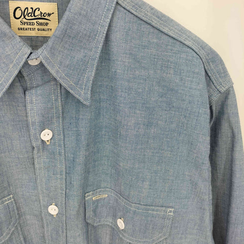 オールドクロウ OLD CROW CROW L/S WORK SHIRTS フロントポケット デニムシャンブレー長袖シャツ メンズ M