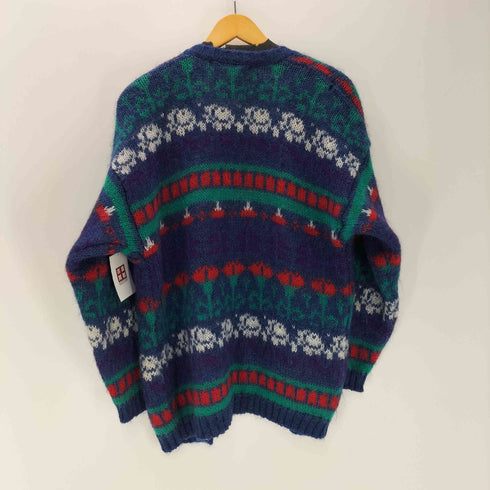 KNIT KNIT 90S モヘア 50% 混 総柄 アクリル ニット カーディガン レディース import:M