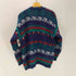 KNIT KNIT 90S モヘア 50% 混 総柄 アクリル ニット カーディガン レディース import:M