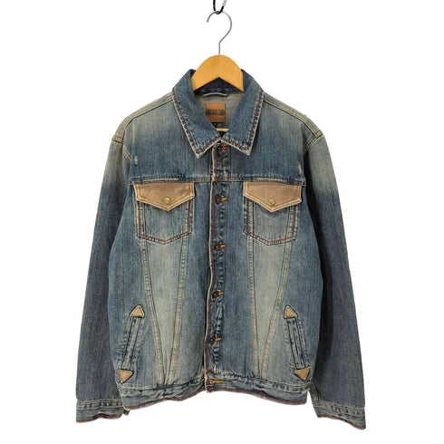 Power to the people ラムレザーフラップ ダメージデニムジャケット メンズ JPN:XL