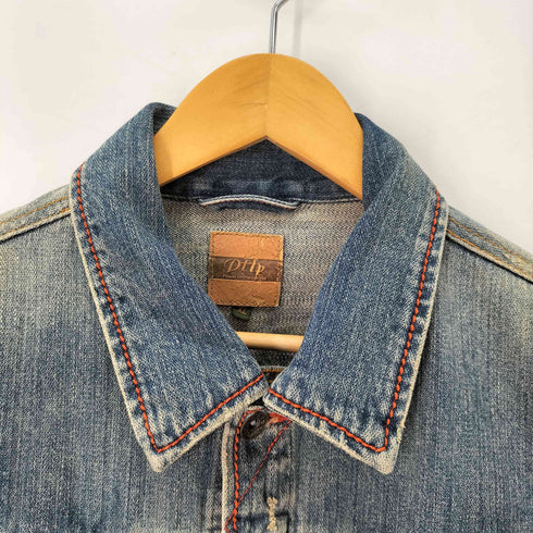 Power to the people ラムレザーフラップ ダメージデニムジャケット メンズ JPN:XL