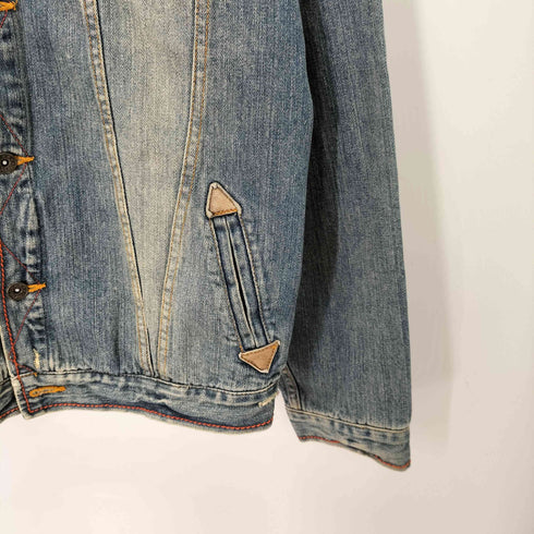 Power to the people ラムレザーフラップ ダメージデニムジャケット メンズ JPN:XL