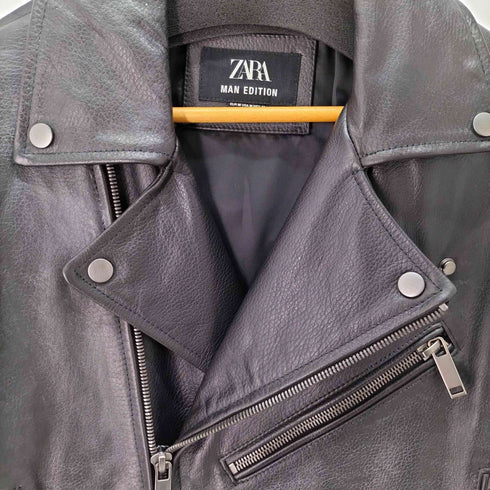 ザラ ZARA LEATHER BIKER JACKET メンズ import:M