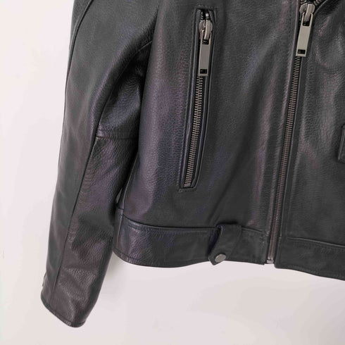 ザラ ZARA LEATHER BIKER JACKET メンズ import:M