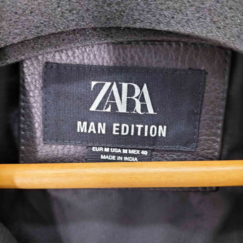 ザラ ZARA LEATHER BIKER JACKET メンズ import:M