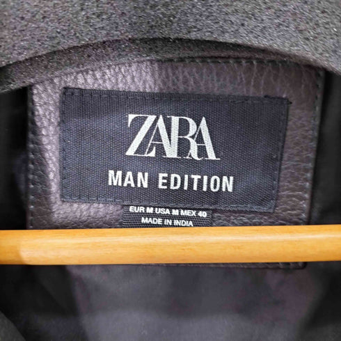 ザラ ZARA LEATHER BIKER JACKET メンズ import:M