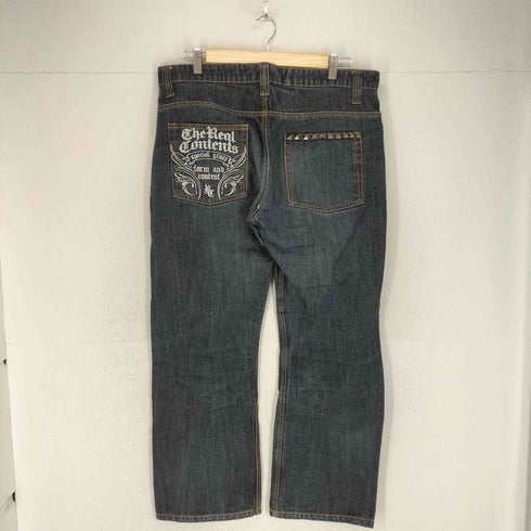 REAL contents 刺繍 スタッズ デニムパンツ メンズ 38inch