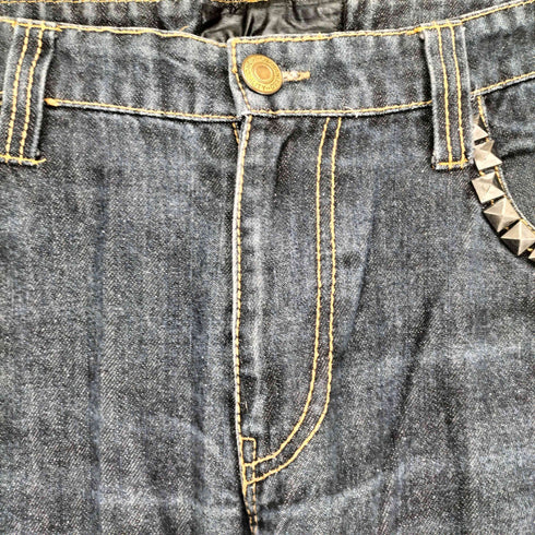 REAL contents 刺繍 スタッズ デニムパンツ メンズ 38inch
