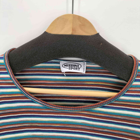 ミッソーニスポーツ MISSONI SPORTS イタリア製 マルチボーダーリブTシャツ レディース