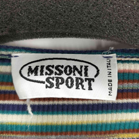 ミッソーニスポーツ MISSONI SPORTS イタリア製 マルチボーダーリブTシャツ レディース