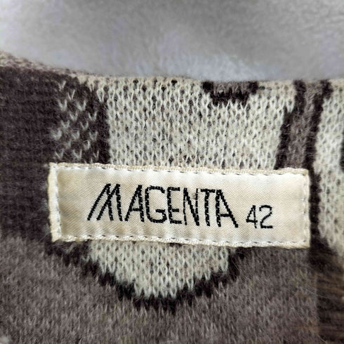 MAGENTA 総柄ウールアルパカ混リアルファーフーデッドコート レディース 42