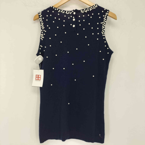 ハナエモリ HANAE MORI カシミヤ100 パール ニット タンク トップス レディース JPN:M