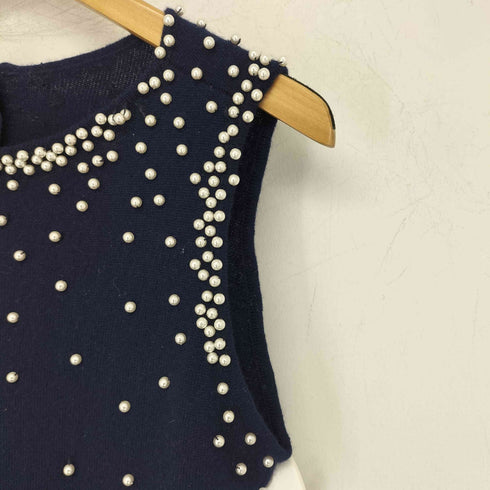 ハナエモリ HANAE MORI カシミヤ100 パール ニット タンク トップス レディース JPN:M