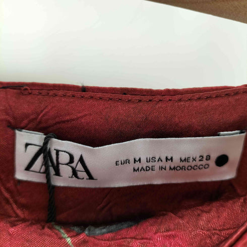ザラ ZARA サテンフラワープリントスカート レディース M