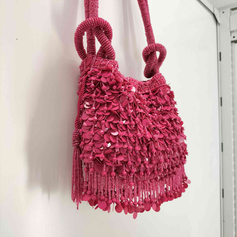 ザラ ZARA スパンコールハンドバッグ レディース