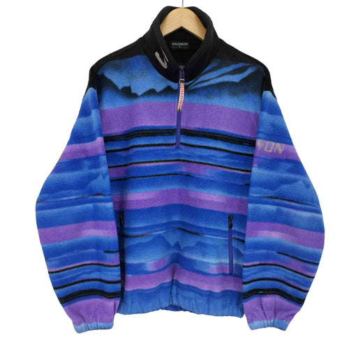 サロモン SALOMON 総柄 ハーフジップ フリースジャケット メンズ import:M