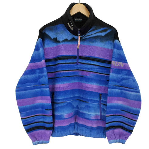 サロモン SALOMON 総柄 ハーフジップ フリースジャケット メンズ import:M