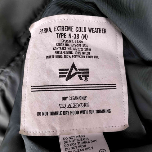 アルファインダストリーズ ALPHA INDUSTRIES N-3B EXTREME COLD WEATHER PARKA フライトジャケット メンズ import:L