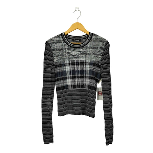 デシグアル Desigual モノクロームジャカード レーヨン ナイロン 杢調のTシャツ レディース L